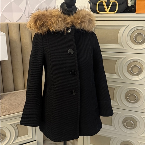 Coat with real raccoon fur hood - Picture 3 of 10